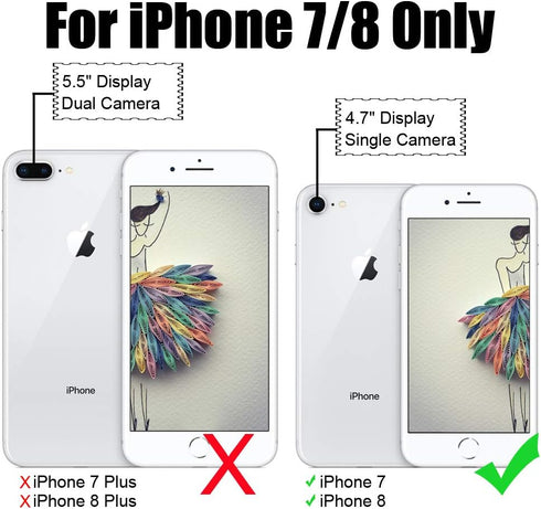 TOOVREN iPhone SE Case 2020/2022 Phone Lanyard Neck Strap for iPhone 8 Case with Card Holder iPhone 7 Wallet Case with Kickstand Leather PU Card H...